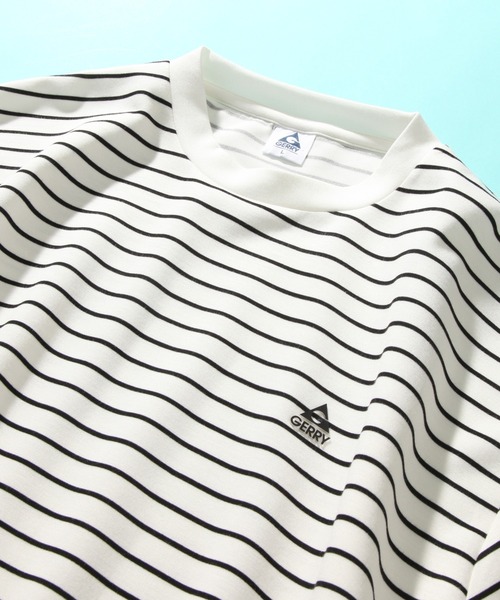 GERRY(ジェリー)の「【GERRY/ジェリー】冷感ポンチ ボーダーサイドスリット ショートスリーブシャツ(Tシャツ/カットソー・メンズ・ホワイト/ブラック・LL/M/L)」の7枚目の写真