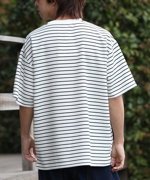 GERRY(ジェリー)の「【GERRY/ジェリー】冷感ポンチ ボーダーサイドスリット ショートスリーブシャツ(Tシャツ/カットソー・メンズ・ホワイト/ブラック・LL/M/L)」の14枚目の写真