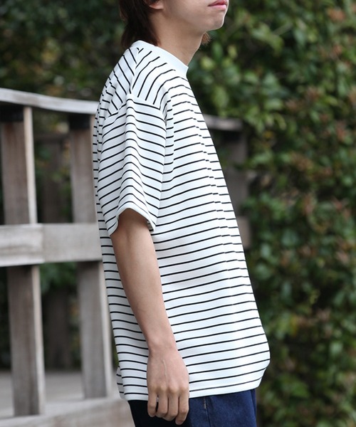 GERRY(ジェリー)の「【GERRY/ジェリー】冷感ポンチ ボーダーサイドスリット ショートスリーブシャツ(Tシャツ/カットソー・メンズ・ホワイト/ブラック・LL/M/L)」の13枚目の写真
