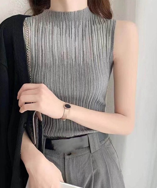 Miniministore（ミニミニストア）の「タンクトップ プチハイネック レディース（タンクトップ・レディース・グレー/イエロー/モカ/ライトピンク/ホワイト/ブラック・FREE）」の14枚目の写真