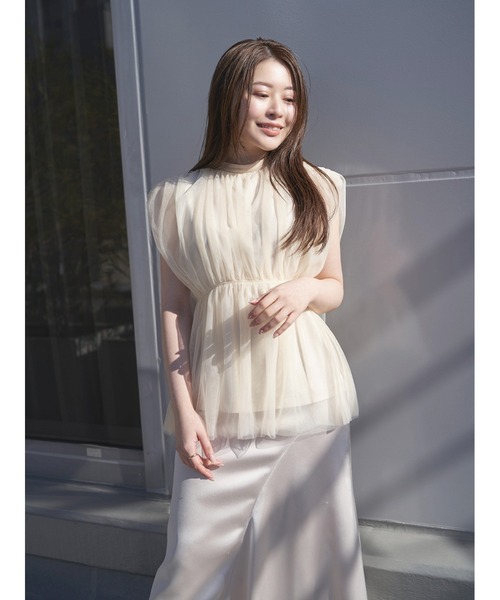 Stylevoice for xxx(スタイルヴォイスフォー)の「<尾崎真衣さんコラボ>ノースリーブチュールトップス(シャツ/ブラウス・レディース・チャコールグレー/ブラウン/ライトベージュ・FREE)」の15枚目の写真