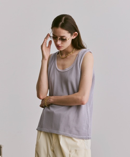 soerte（ソエルテ）の「sleeveless cut and sewn (mesh)/ノースリーブカットソー（メッシュ）（タンクトップ・メンズ・グレー/ブラック/ホワイト・2/1/3）」の11枚目の写真