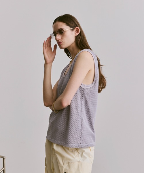 soerte（ソエルテ）の「sleeveless cut and sewn (mesh)/ノースリーブカットソー（メッシュ）（タンクトップ・メンズ・グレー/ブラック/ホワイト・2/1/3）」の12枚目の写真
