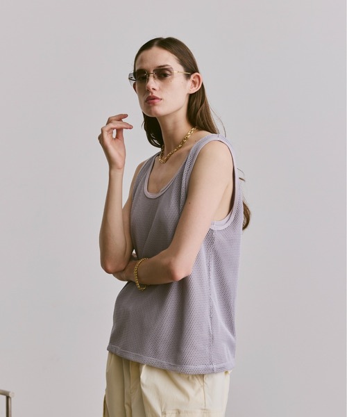 soerte（ソエルテ）の「sleeveless cut and sewn (mesh)/ノースリーブカットソー（メッシュ）（タンクトップ・メンズ・グレー/ブラック/ホワイト・2/1/3）」の13枚目の写真