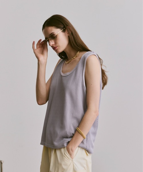 soerte（ソエルテ）の「sleeveless cut and sewn (mesh)/ノースリーブカットソー（メッシュ）（タンクトップ・メンズ・グレー/ブラック/ホワイト・2/1/3）」の14枚目の写真