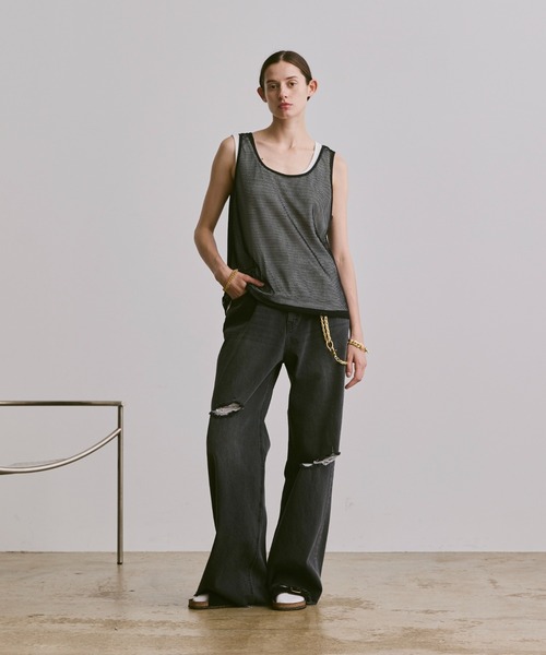 soerte（ソエルテ）の「sleeveless cut and sewn (mesh)/ノースリーブカットソー（メッシュ）（タンクトップ・メンズ・グレー/ブラック/ホワイト・2/1/3）」の19枚目の写真
