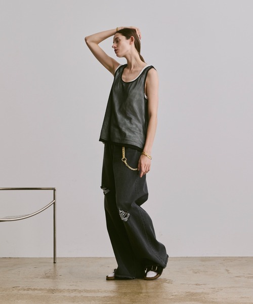 soerte（ソエルテ）の「sleeveless cut and sewn (mesh)/ノースリーブカットソー（メッシュ）（タンクトップ・メンズ・グレー/ブラック/ホワイト・2/1/3）」の22枚目の写真