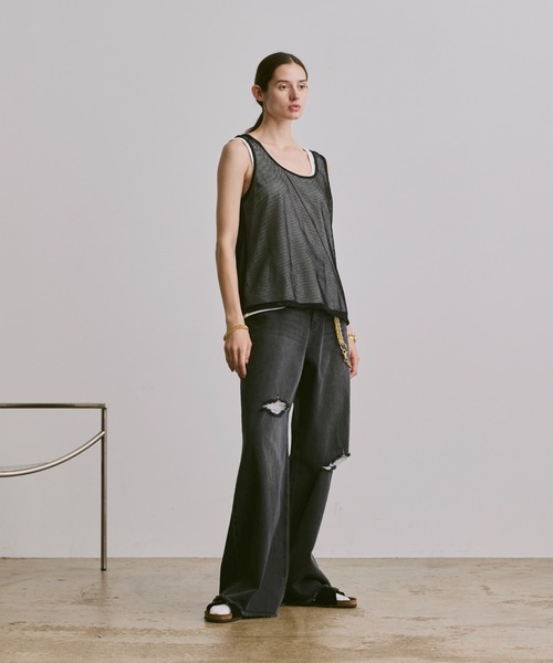 soerte（ソエルテ）の「sleeveless cut and sewn (mesh)/ノースリーブカットソー（メッシュ）（タンクトップ・メンズ・グレー/ブラック/ホワイト・2/1/3）」の20枚目の写真