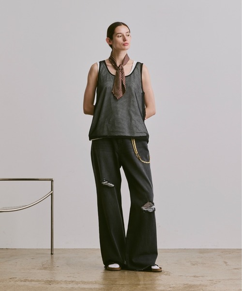 sleeveless cut and sewn (mesh)/ノースリーブカットソー