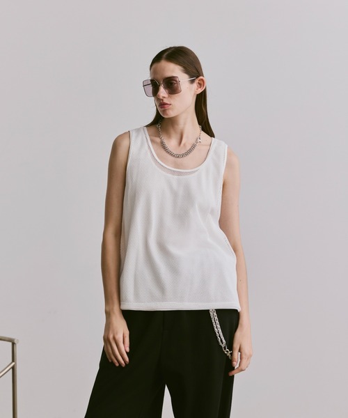 soerte（ソエルテ）の「sleeveless cut and sewn (mesh)/ノースリーブカットソー（メッシュ）（タンクトップ・メンズ・グレー/ブラック/ホワイト・2/1/3）」の7枚目の写真