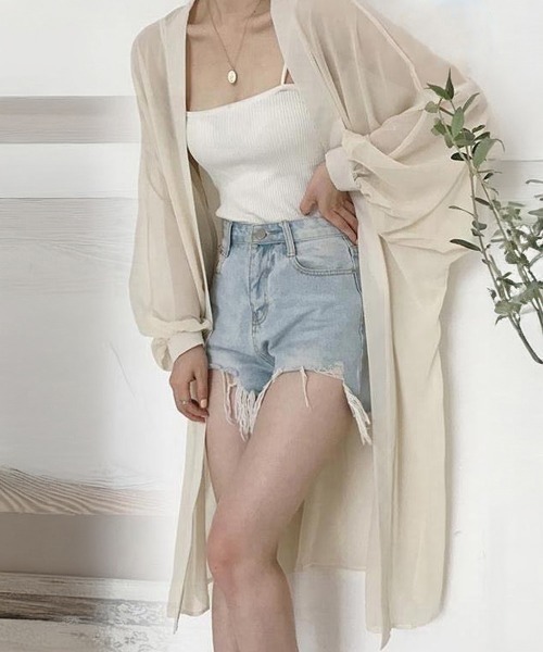 Miniministore(ミニミニストア)の「シアーカーディガン 日焼け防止 羽織り(カーディガン/ボレロ・レディース・パープル/ブラック/ホワイト/ベージュ・FREE)」の22枚目の写真