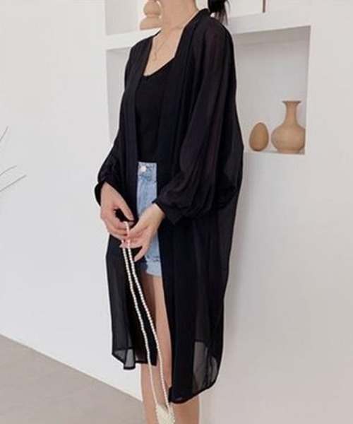 Miniministore(ミニミニストア)の「シアーカーディガン 日焼け防止 羽織り(カーディガン/ボレロ・レディース・パープル/ブラック/ホワイト/ベージュ・FREE)」の7枚目の写真