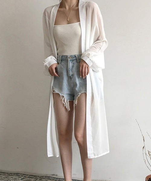 Miniministore(ミニミニストア)の「シアーカーディガン 日焼け防止 羽織り(カーディガン/ボレロ・レディース・パープル/ブラック/ホワイト/ベージュ・FREE)」の10枚目の写真