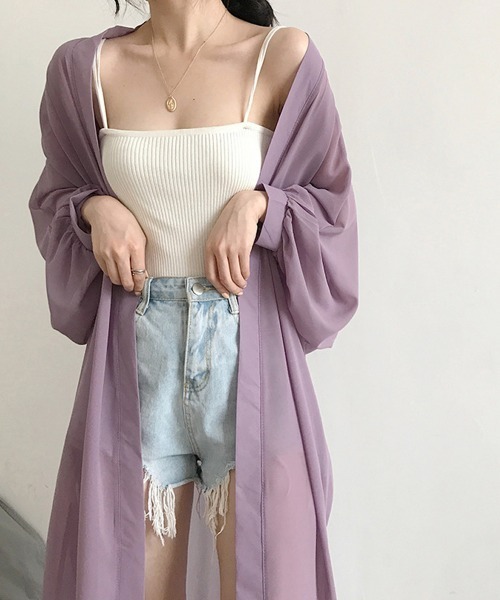 Miniministore(ミニミニストア)の「シアーカーディガン 日焼け防止 羽織り(カーディガン/ボレロ・レディース・パープル/ブラック/ホワイト/ベージュ・FREE)」の13枚目の写真