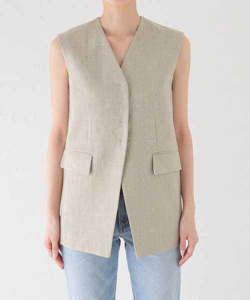 Plage〉麻100% ベスト linen nuance ベスト plage linen nuance ベスト