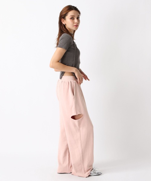 FOREVER 21（フォーエバー トゥエンティーワン）の「【2024SS】サイドカットピグメントワイドスウェットパンツ（スウェットパンツ・レディース・ナチュラル/グレー/ピンク/ブラック・MEDIUM/SMALL）」の11枚目の写真
