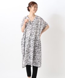 メガネ 半袖前開きワンピース