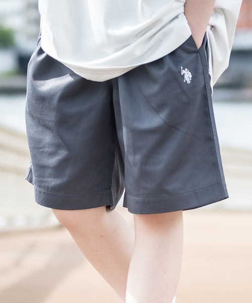 U.S. POLO ASSN.（ユーエスポロアッスン）の「【3】〔U.S.POLOASSN.〕ワンポイントロゴ 刺繍 TCツイル イージーショーツ（チノパンツ・メンズ・ベージュ/ホワイト/チャコールグレー/ブラック/ネイビー・MEDIUM/X-LARGE/LARGE）」の4枚目の写真