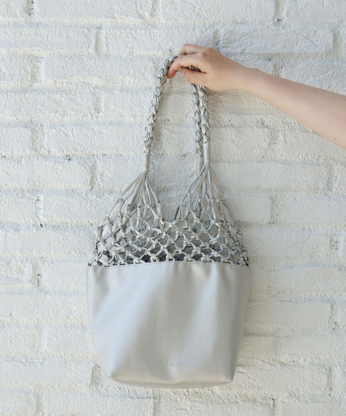 LAKOLE(ラコレ)の「PUメッシュコンビトートバッグ / 128372(トートバッグ・レディース・ライトグリーン/その他1/ブラック・FREE)」の4枚目の写真