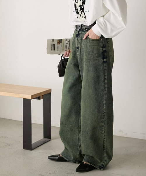 BONLECILL(ボンルシール)の「ルーズシルエットヴィンテージカラーデニムバギーパンツ(デニムパンツ・レディース・ピンク系/イエロー系/ブラウン系・L/M/S)」の11枚目の写真
