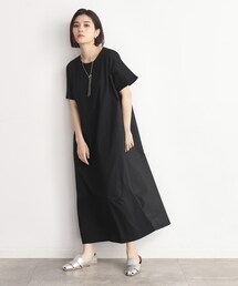 ◆バックギャザー切り替えワンピース【洗える】