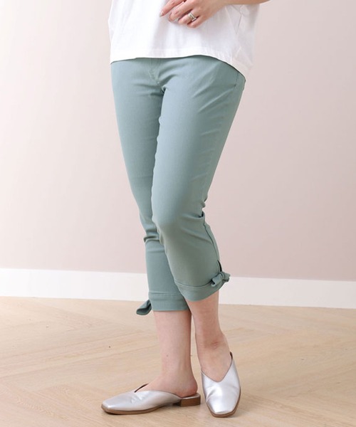 BELLUNA PLUS(ベルーナ)の「美脚ストレッチ裾リボンクロップド53丈(その他パンツ・レディース・ストライプ/ライトグレー/ライトブルーグレー/ブラック/グレイッシュベージュ/オフホワイト/セージグリーン・SMALL/MEDIUM/LARGE/X-LARGE)」の6枚目の写真