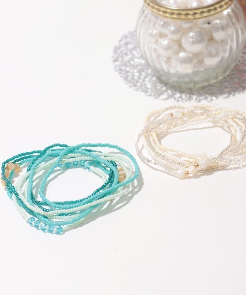 チチカカ(チチカカ)の「9連ビーズブレスレット(ブレスレット・レディース・ホワイト/ターコイズブルー・FREE)」の9枚目の写真
