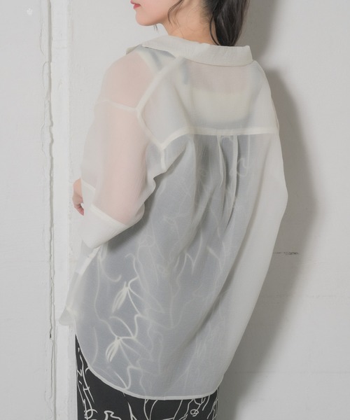 RETRO GIRL（レトロガール）の「開襟SH（シャツ/ブラウス・レディース・オフホワイト/ブラック/レッド/ベージュ・FREE）」の9枚目の写真