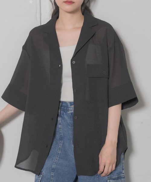 RETRO GIRL（レトロガール）の「開襟SH（シャツ/ブラウス・レディース・オフホワイト/ブラック/レッド/ベージュ・FREE）」の14枚目の写真