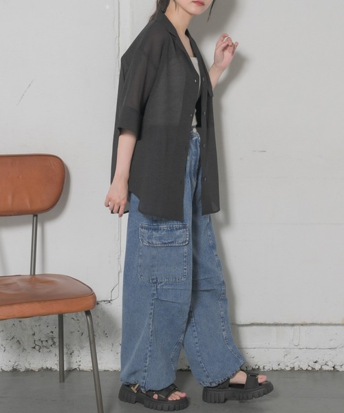 RETRO GIRL（レトロガール）の「開襟SH（シャツ/ブラウス・レディース・オフホワイト/ブラック/レッド/ベージュ・FREE）」の20枚目の写真