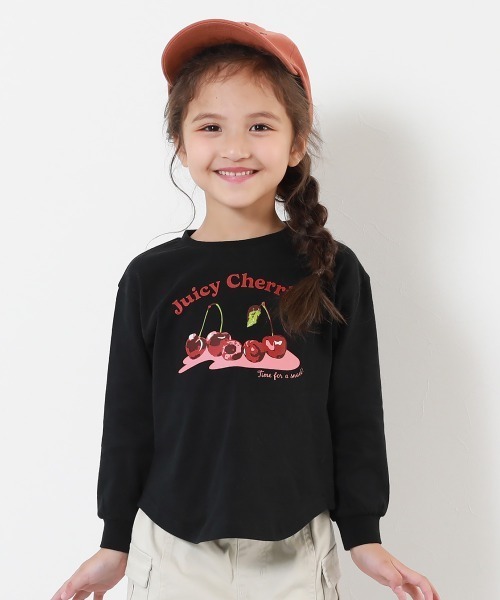 devirock（デビロック）の「綿100％ デビラボ ガールズ プリント 長袖Tシャツ（Tシャツ/カットソー・キッズ・パープル系その他6/パープル系その他5/ブラック系その他3/ホワイト系その他2/パープル系その他3/ブラック系その他/パープル系その他4/ホワイト系その他/パープル系その他2/パープル系その他/グレー系その他/ブラック系その他2・100cm/90cm/160cm/150cm/140cm/130cm/120cm/110cm）」の3枚目の写真