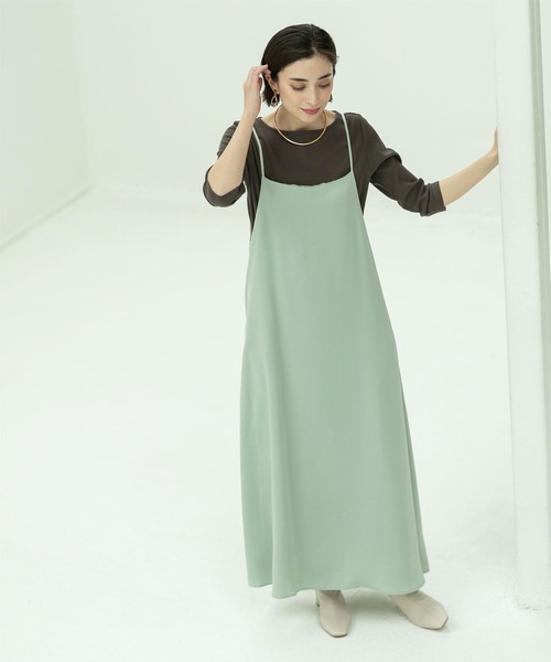 セール】2WAY ヴィンテージサテンキャミワンピース【洗濯機洗い可