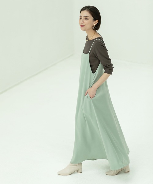 OPAQUE.CLIP（オペークドットクリップ）の「◆2WAY ヴィンテージサテンキャミワンピース【洗濯機洗い可】（ワンピース・レディース・ブラウン系その他/チャコールグレー/ライトグリーン・36/38/40/42）」の13枚目の写真