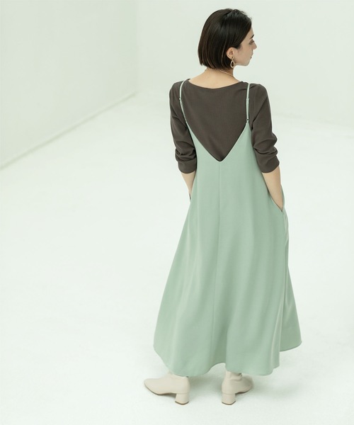 OPAQUE.CLIP（オペークドットクリップ）の「◆2WAY ヴィンテージサテンキャミワンピース【洗濯機洗い可】（ワンピース・レディース・ブラウン系その他/チャコールグレー/ライトグリーン・36/38/40/42）」の14枚目の写真
