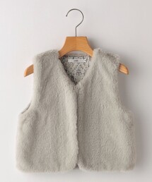 SHIPS KIDS:85～95cm / フェイクファー×リバティ ベスト