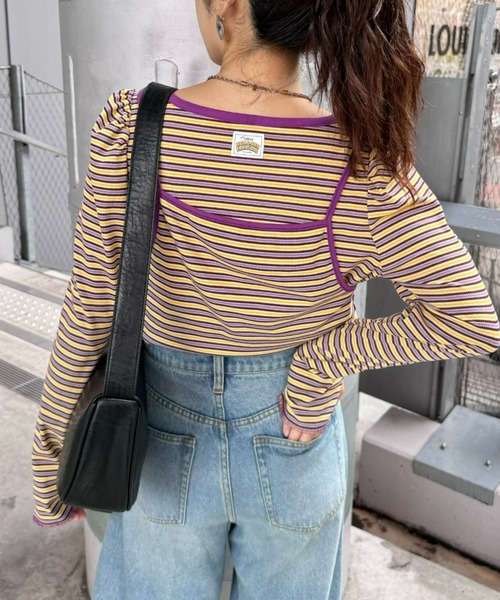 HELLO.SANFRANCISCO(ハローサンフランシスコ)の「【HELLO.SANFRANCISCO】2WAYマルチボーダーTEE(Tシャツ/カットソー・レディース・オレンジ/パープル/グリーン・ONE SIZE)」の7枚目の写真