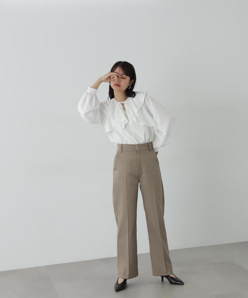 N.（N. Natural Beauty Basic）（エヌエヌナチュラルビューティーベーシック）の「◆ケープリボン長袖ブラウス（シャツ/ブラウス・レディース・ホワイト/グレー/イエロー・MEDIUM）」の7枚目の写真