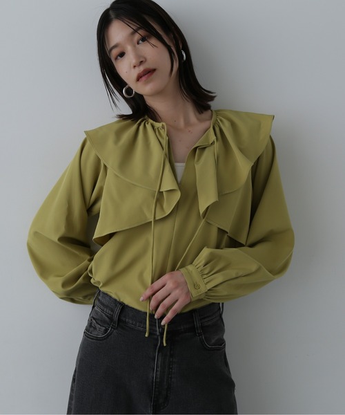 N.（N. Natural Beauty Basic）（エヌエヌナチュラルビューティーベーシック）の「◆ケープリボン長袖ブラウス（シャツ/ブラウス・レディース・ホワイト/グレー/イエロー・MEDIUM）」の17枚目の写真