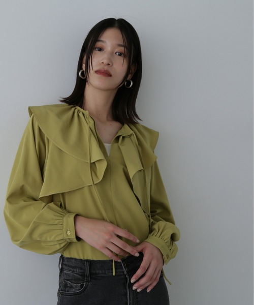 N.（N. Natural Beauty Basic）（エヌエヌナチュラルビューティーベーシック）の「◆ケープリボン長袖ブラウス（シャツ/ブラウス・レディース・ホワイト/グレー/イエロー・MEDIUM）」の18枚目の写真