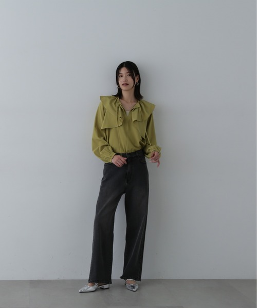 N.（N. Natural Beauty Basic）（エヌエヌナチュラルビューティーベーシック）の「◆ケープリボン長袖ブラウス（シャツ/ブラウス・レディース・ホワイト/グレー/イエロー・MEDIUM）」の19枚目の写真