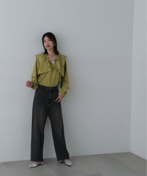 N.（N. Natural Beauty Basic）（エヌエヌナチュラルビューティーベーシック）の「◆ケープリボン長袖ブラウス（シャツ/ブラウス・レディース・ホワイト/グレー/イエロー・MEDIUM）」の20枚目の写真