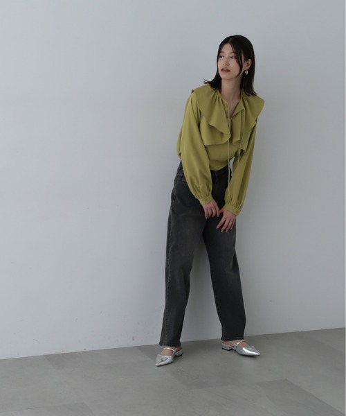 N.（N. Natural Beauty Basic）（エヌエヌナチュラルビューティーベーシック）の「◆ケープリボン長袖ブラウス（シャツ/ブラウス・レディース・ホワイト/グレー/イエロー・MEDIUM）」の21枚目の写真