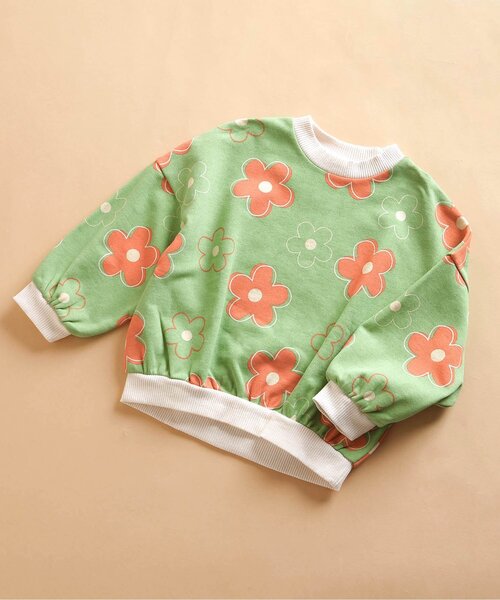 BREEZE（ブリーズ）の「POP総柄トレーナー（スウェット・キッズ・グリーン/レッド/オレンジ/ラベンダー/サックスブルー/ブラック/オフホワイト・140/130/120/110/100/90/80）」の3枚目の写真