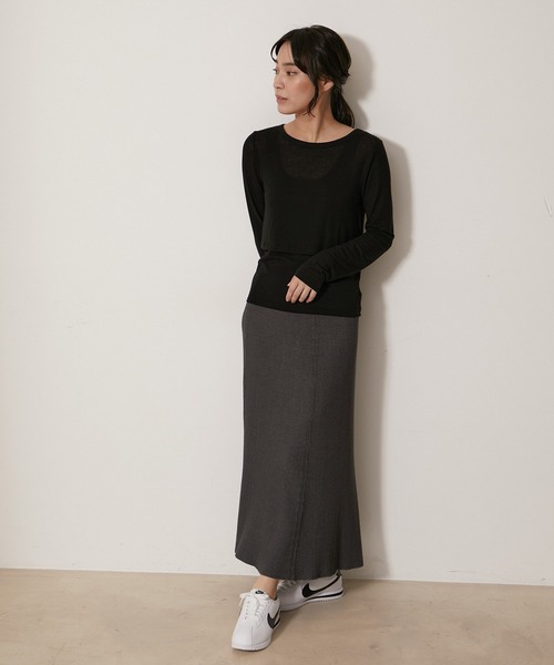 NERGY（ナージー）の「【SET】カシミアシルクレイヤードトップス（アンサンブル・レディース・オフホワイト/ブラック/ラベンダー/オレンジ・FREE）」の14枚目の写真