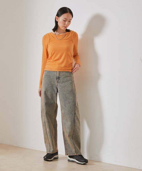 NERGY（ナージー）の「【SET】カシミアシルクレイヤードトップス（アンサンブル・レディース・オフホワイト/ブラック/ラベンダー/オレンジ・FREE）」の15枚目の写真