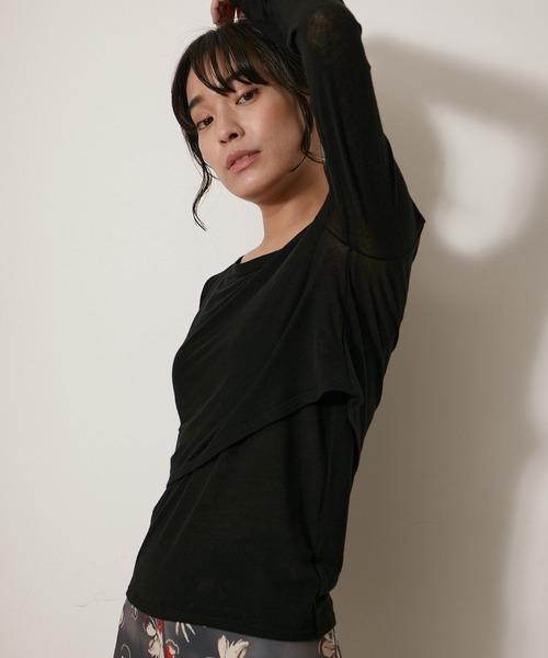 NERGY（ナージー）の「【SET】カシミアシルクレイヤードトップス（アンサンブル・レディース・オフホワイト/ブラック/ラベンダー/オレンジ・FREE）」の22枚目の写真