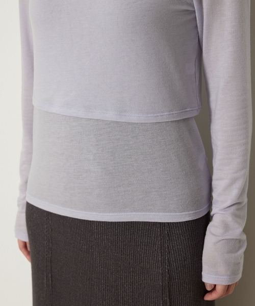 NERGY（ナージー）の「【SET】カシミアシルクレイヤードトップス（アンサンブル・レディース・オフホワイト/ブラック/ラベンダー/オレンジ・FREE）」の5枚目の写真