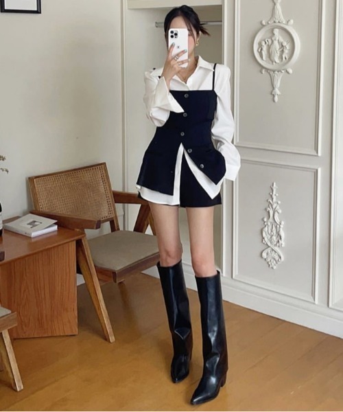 Mela(メラ)の「スリムロングキャミビスチェ(キャミソール・レディース・ベージュ/ブラック・FREE)」の15枚目の写真