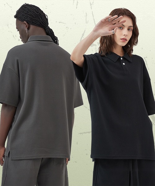 GENXDER(ノンジェンダー)の「【GENXDER】ワッフルスリットポロ風Tシャツ (SS)(ポロシャツ・メンズ・ダークグレー/ブラック/オフホワイト・MEDIUM/LARGE/X-LARGE)」の10枚目の写真