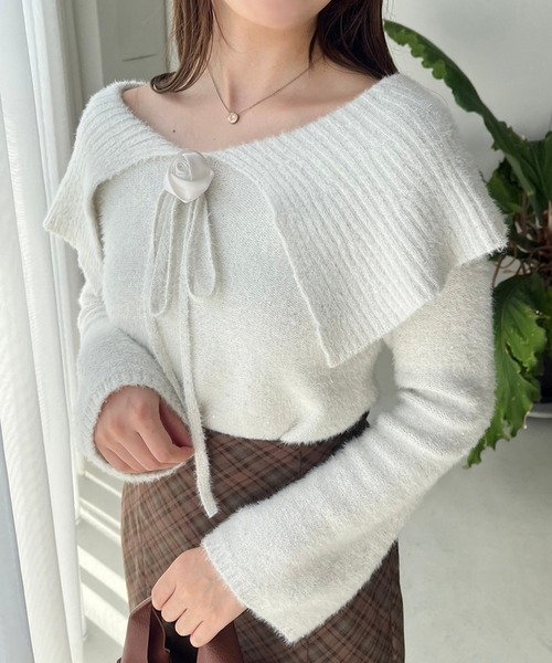 セール】コサージュセット/スパンコールセーラーニット（ニット